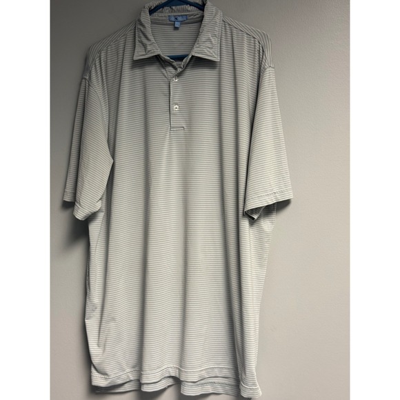 Genteal Performanc Polo Shirt Mens XL Gray White Stripe Short Sleeve Golf - Picture 3 of 12
